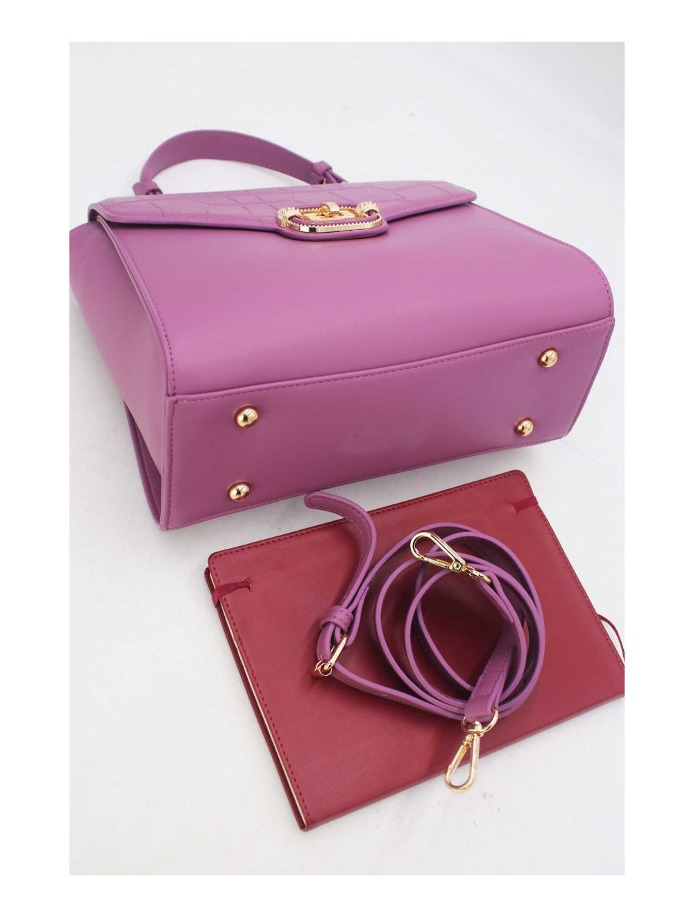 Tom&eva Sac à Main Classique Effet Croco 24B-5890-Violet