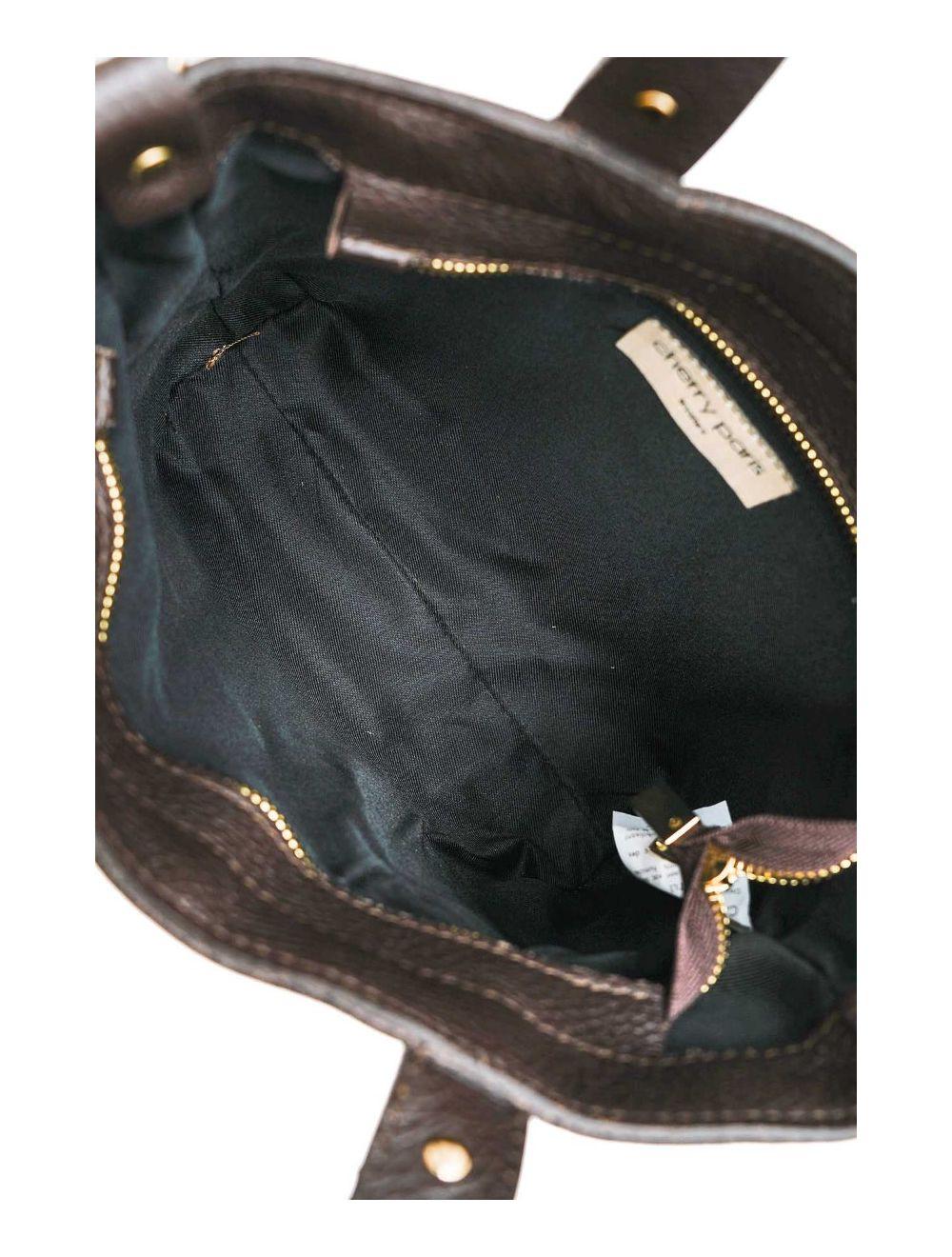 tom&eva Sac à Main Cloutés En Cuir de Vachette Grainée 4144 AIMEE-Chocolat