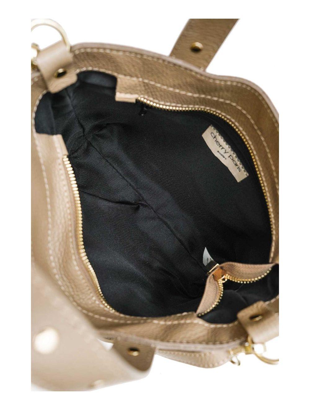 tom&eva Sac à Main Cloutés En Cuir de Vachette Grainée 4144 AIMEE-Taupe