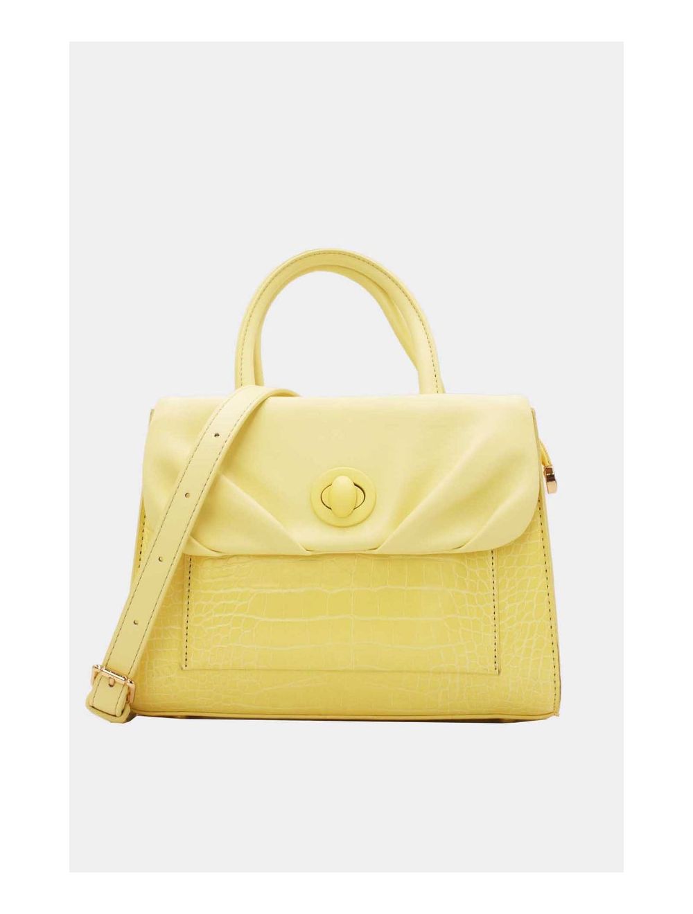 Tom&eva Sac à Main Croco Medium Chic Et Vintage 23B-5839-Jaune