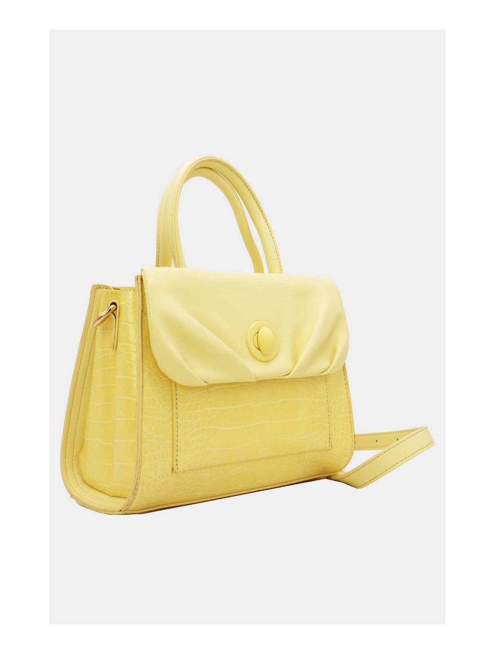 Tom&eva Sac à Main Croco Medium Chic Et Vintage 23B-5839-Jaune