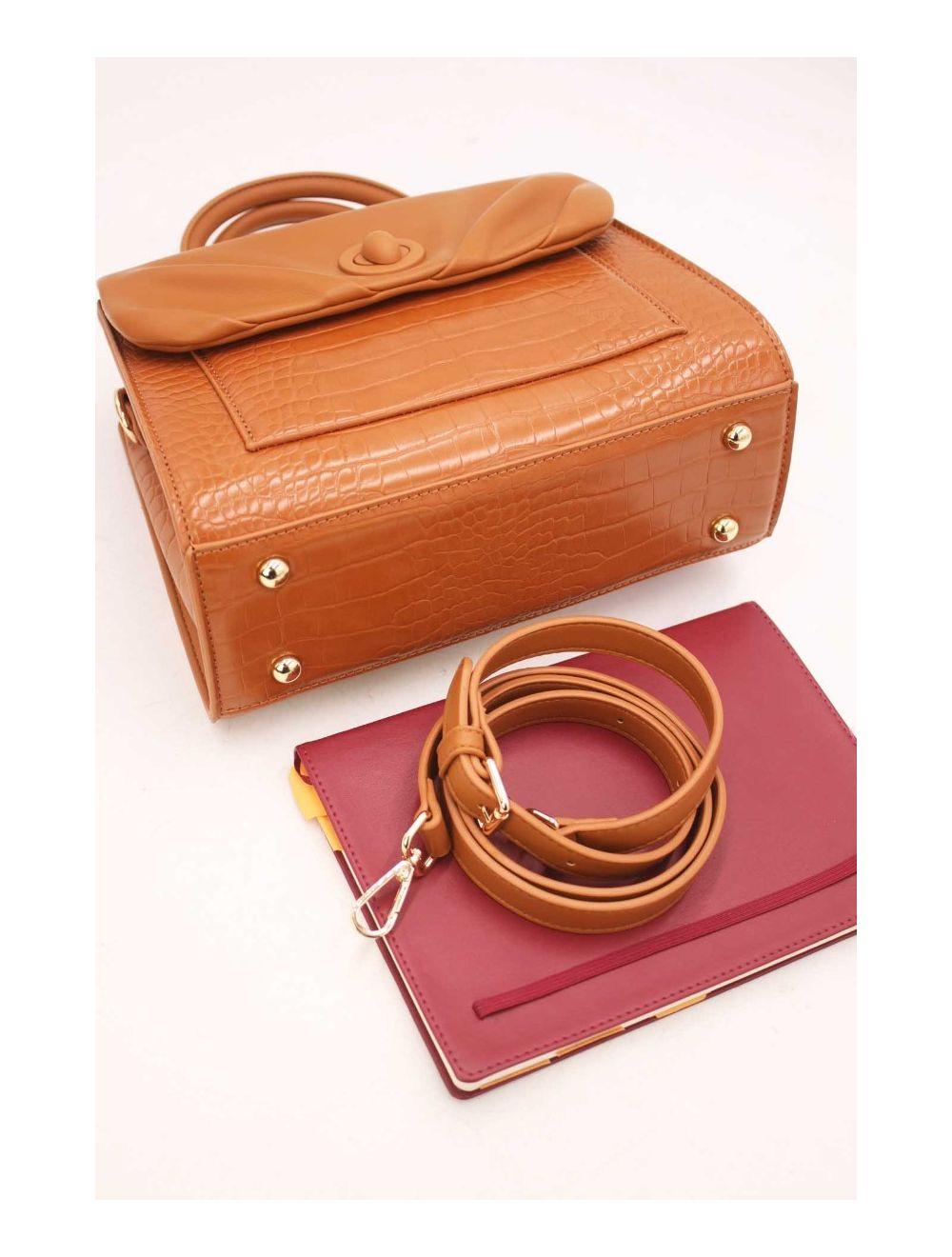 tom&eva Sac à Main Croco Medium Chic et Vintage 23B-5839-Marron