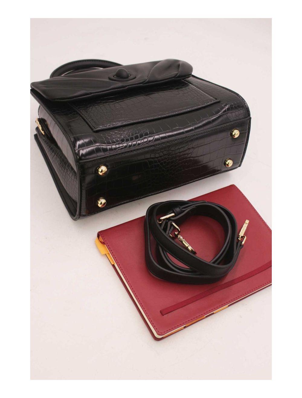 tom&eva Sac à Main Croco Medium Chic et Vintage 23B-5839-Noir