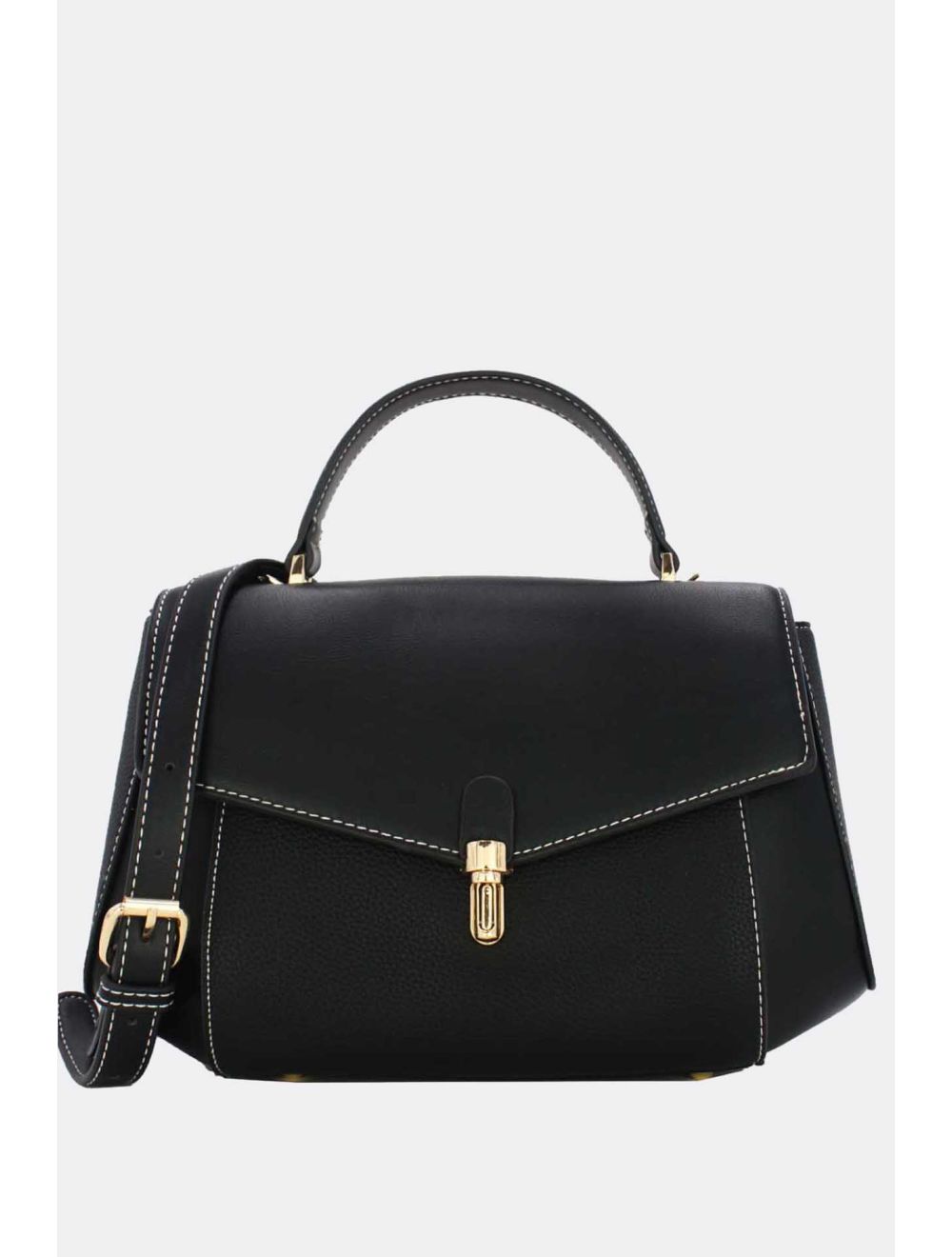 tom&eva Sac à Main D'épissage En Relief Litchi-6907-Noir