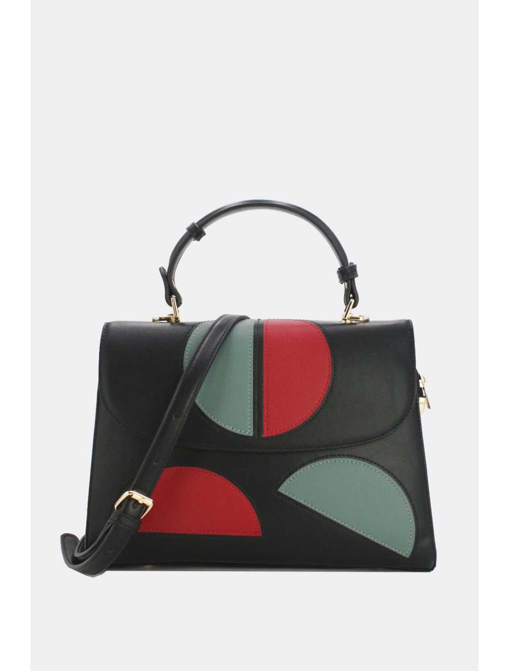 tom&eva Sac à Main Décoré Des Demi-lunes-22B-5523-Noir