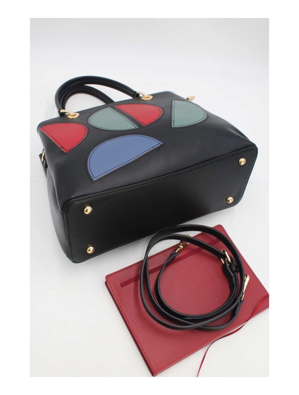 tom&eva Sac à Main Décoré Des Demi-lunes-22B-5532-Black