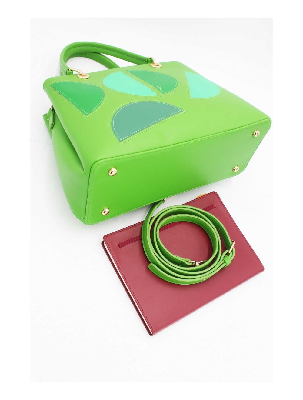 tom&eva Sac à Main Décoré Des Demi-lunes-22B-5532-Green