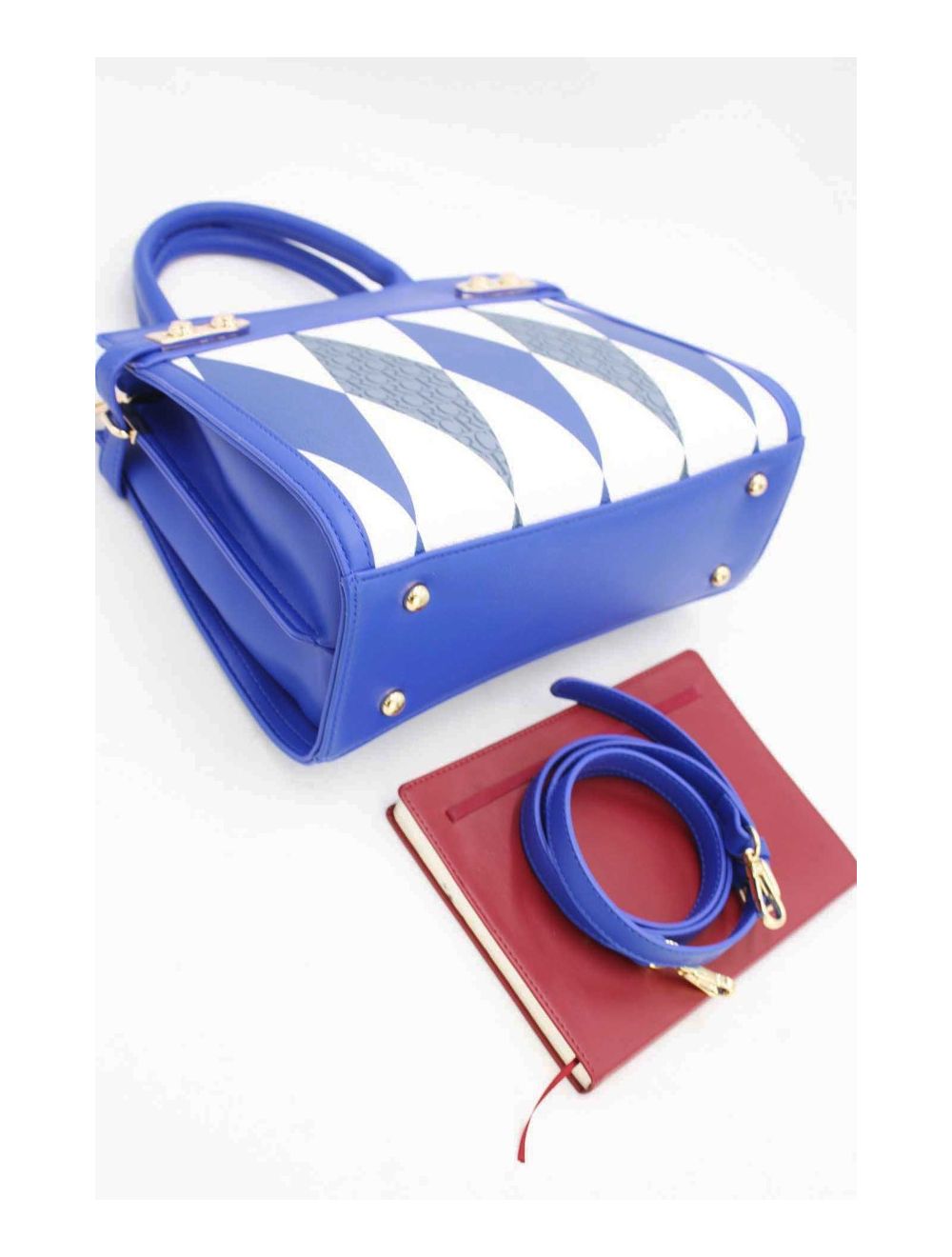 Tom&eva Sac à Main Décoré Des Losanges-22B-5673-Bleu