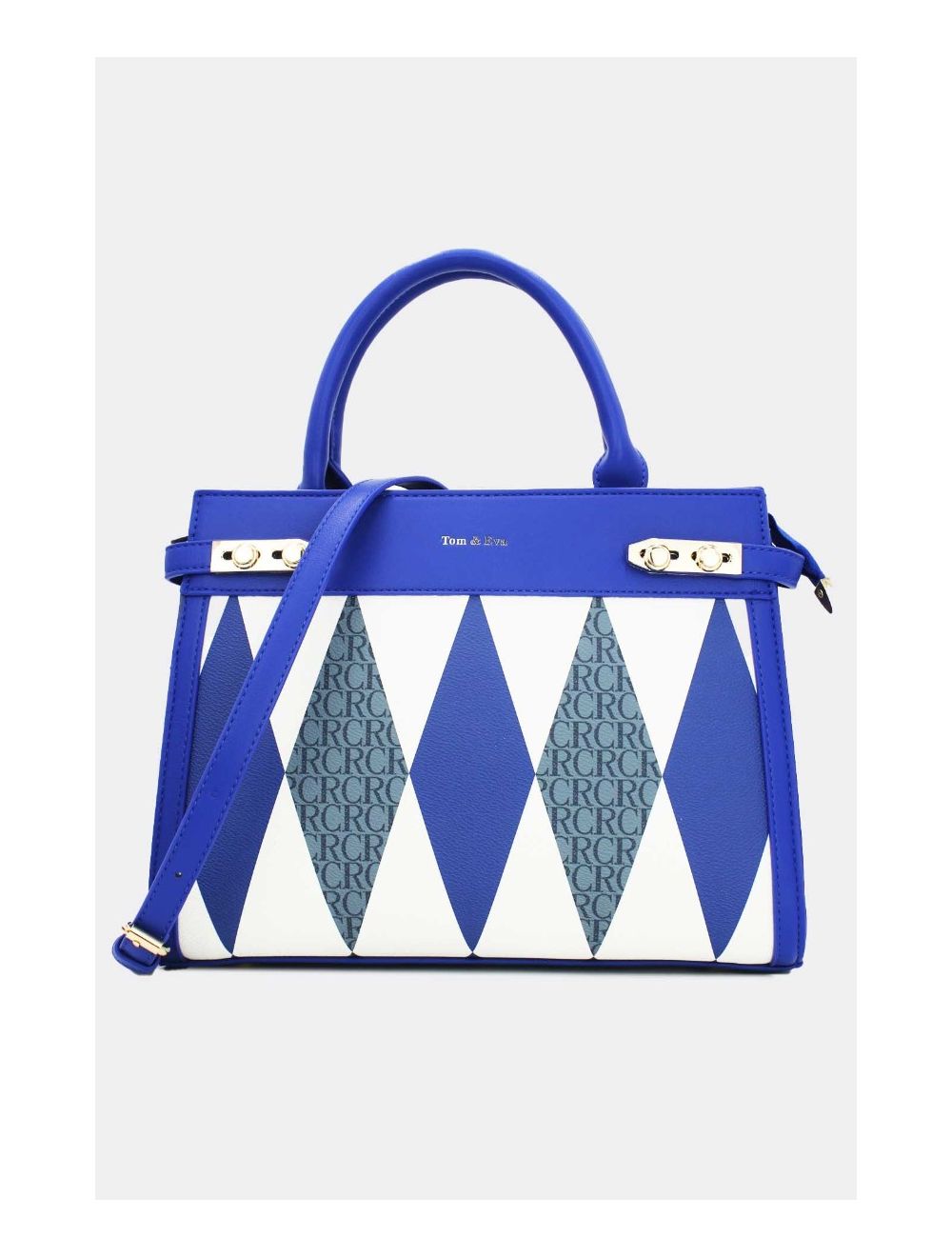 tom&eva Sac à Main Décoré Des Losanges-22B-5673-Bleu