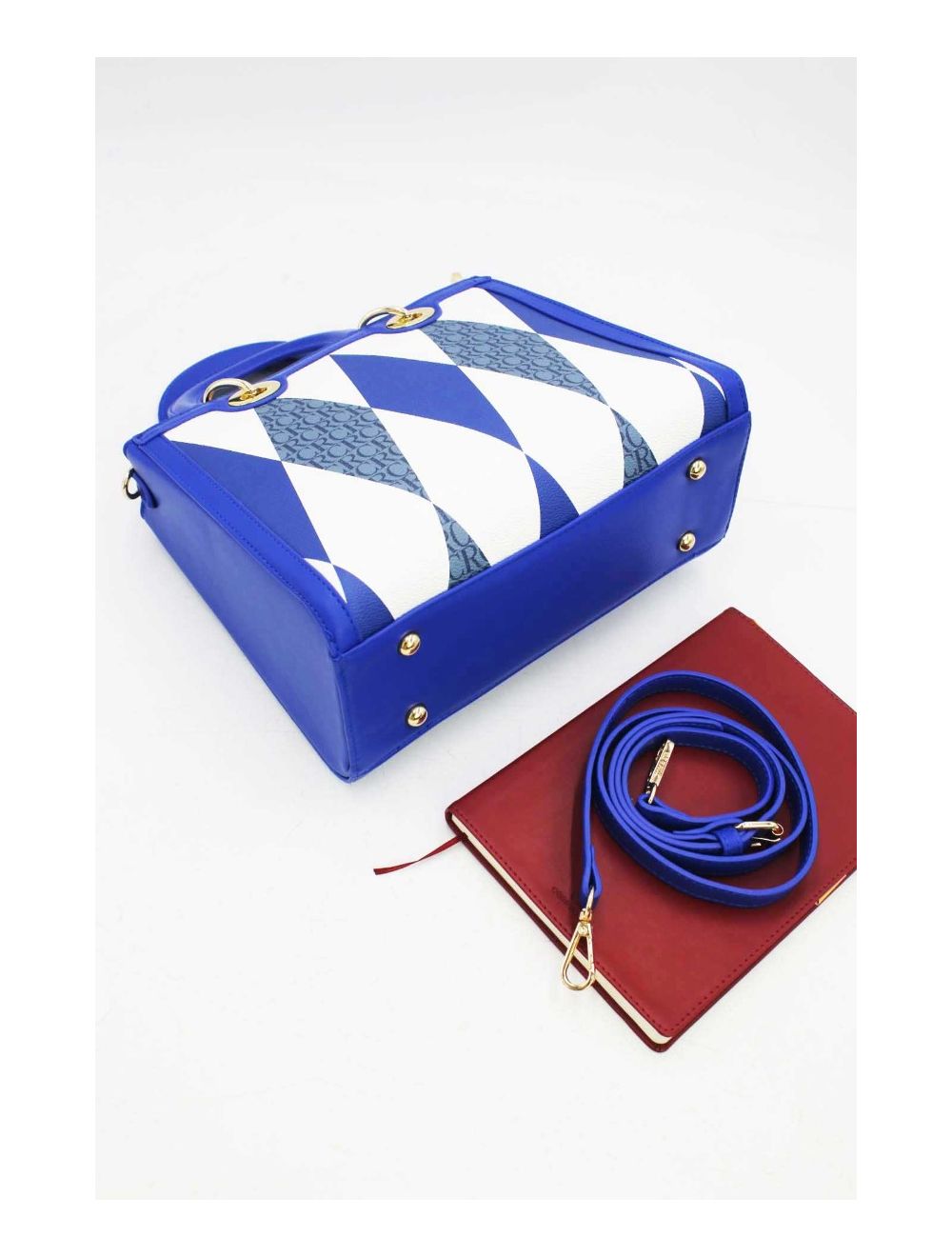 Tom&eva Sac à Main Décoré Des Losanges-22B-5675-Bleu