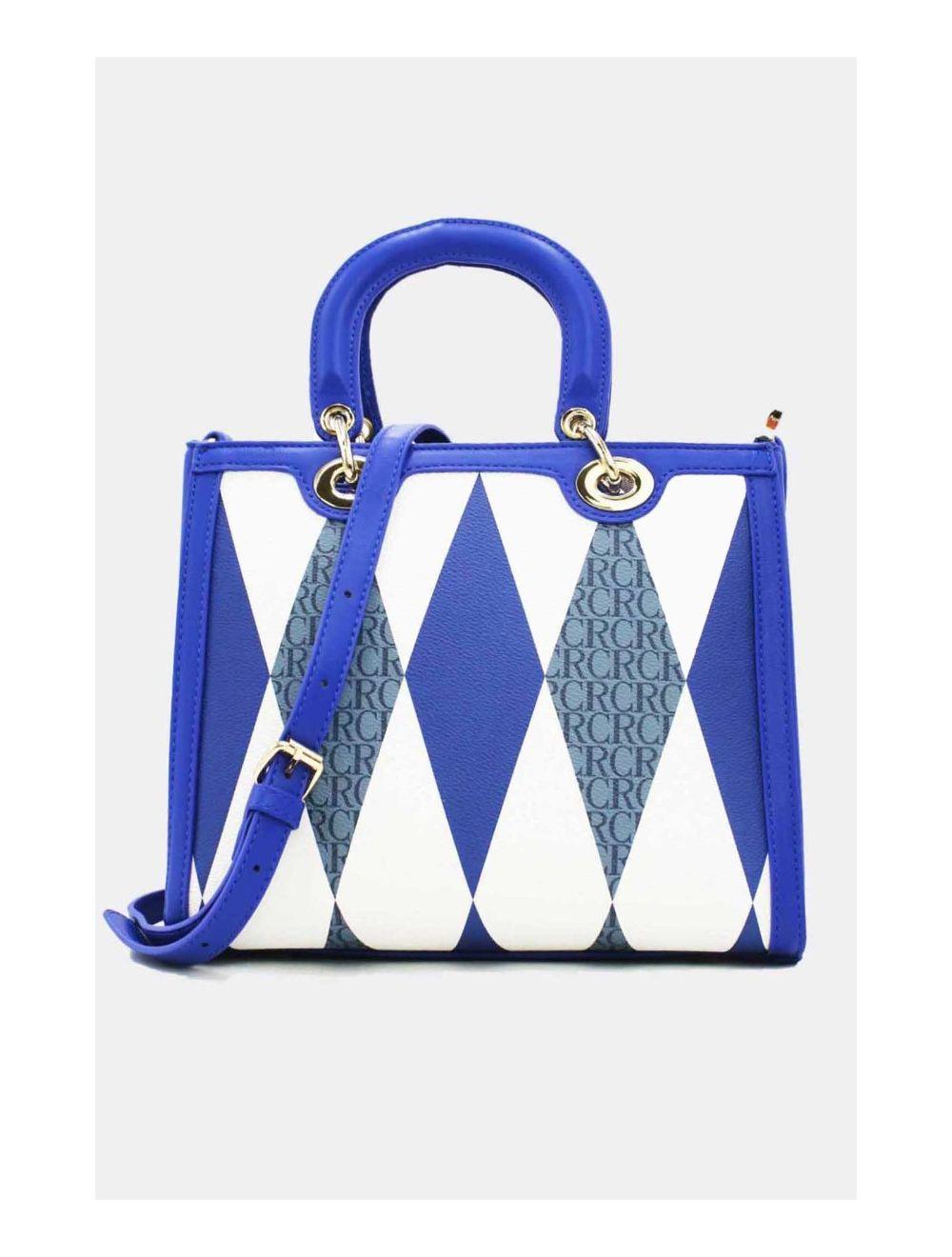 tom&eva Sac à Main Décoré Des Losanges-22B-5675-Bleu