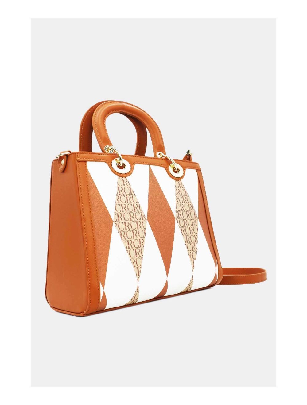 Tom&eva Sac à Main Décoré Des Losanges-22B-5675-Marron