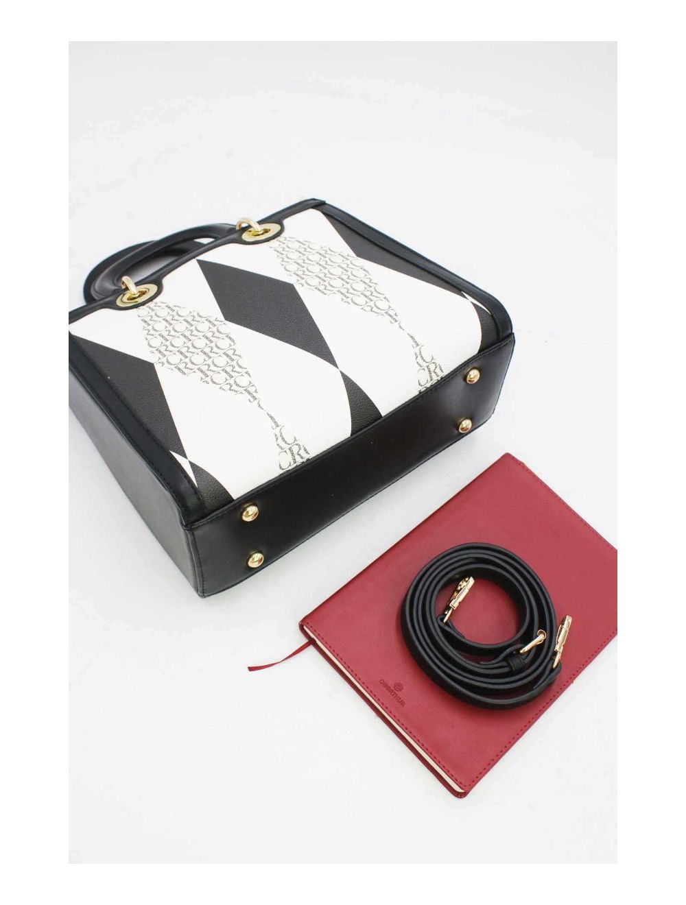 Tom&eva Sac à Main Décoré Des Losanges-22B-5675-Noir