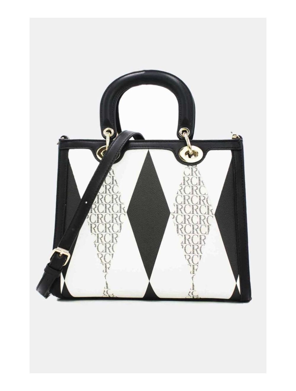 tom&eva Sac à Main Décoré Des Losanges-22B-5675-Noir