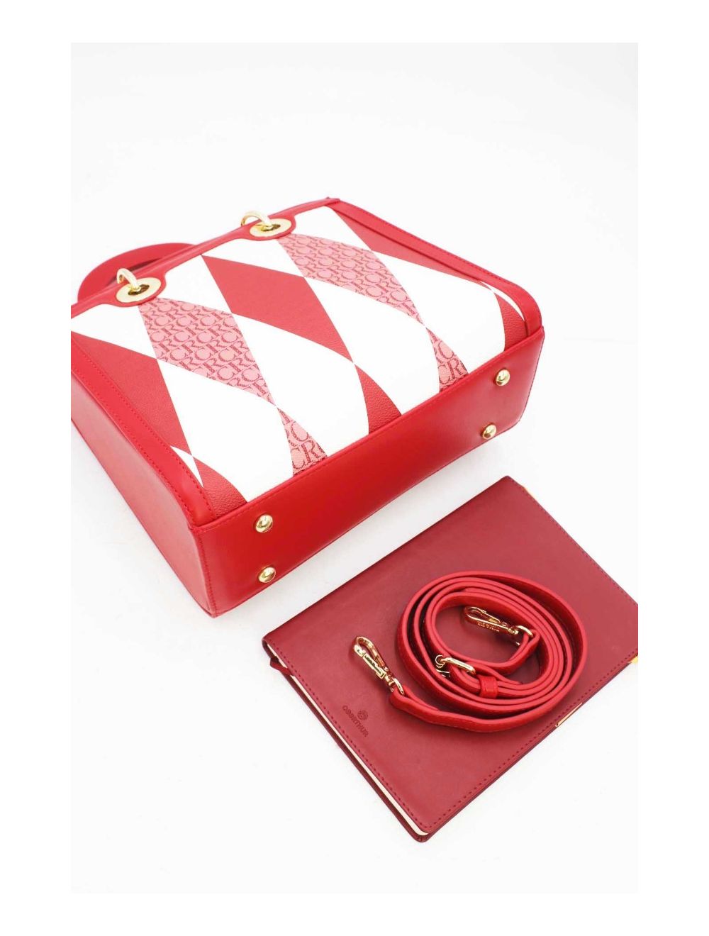 Tom&eva Sac à Main Décoré Des Losanges-22B-5675-Rouge