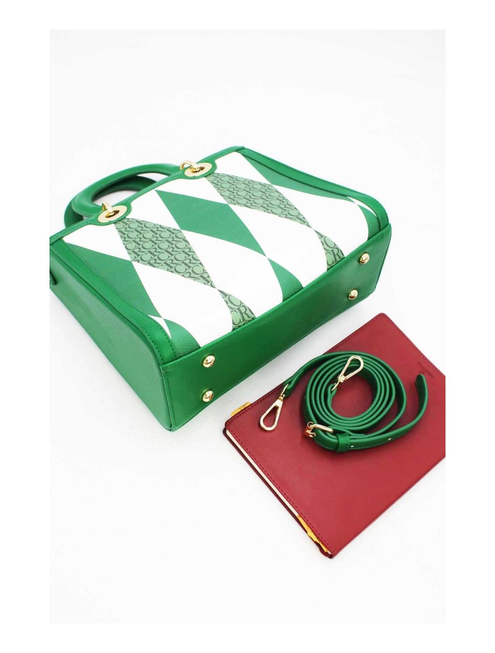 Tom&eva Sac à Main Décoré Des Losanges-22B-5675-Vert