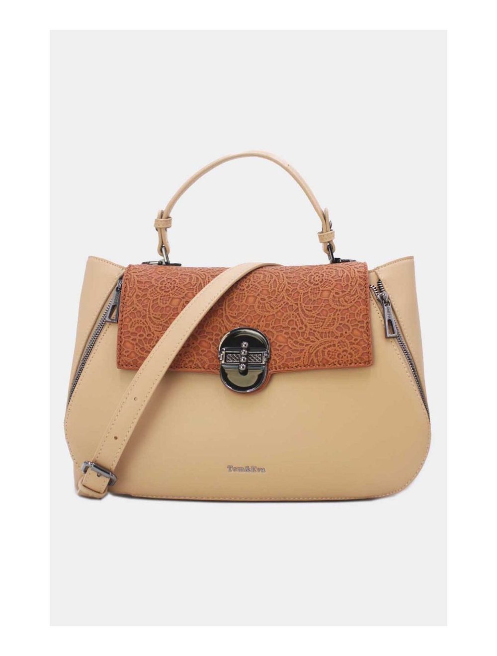 Tom&eva Sac à Main Effet Broderie Florale 24B-6102-Apricot