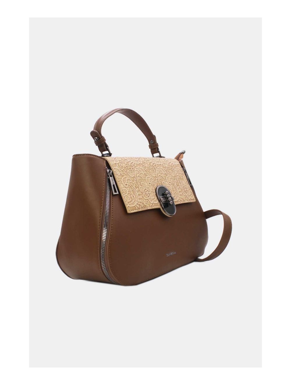 Tom&eva Sac à Main Effet Broderie Florale 24B-6102-Coffee