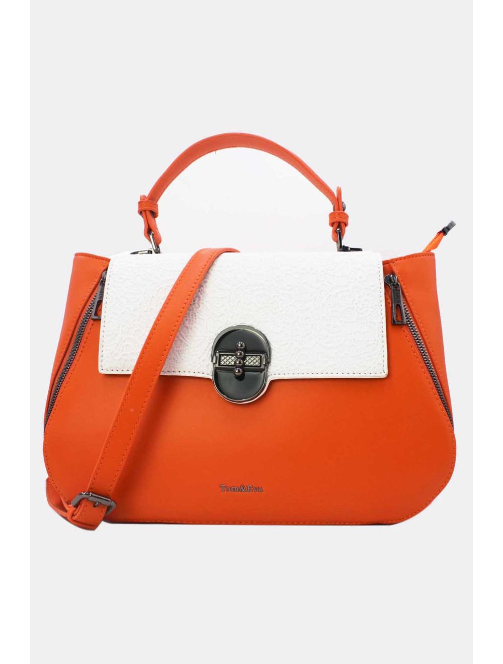 Tom&eva Sac à Main Effet Broderie Florale 24B-6102-Orange