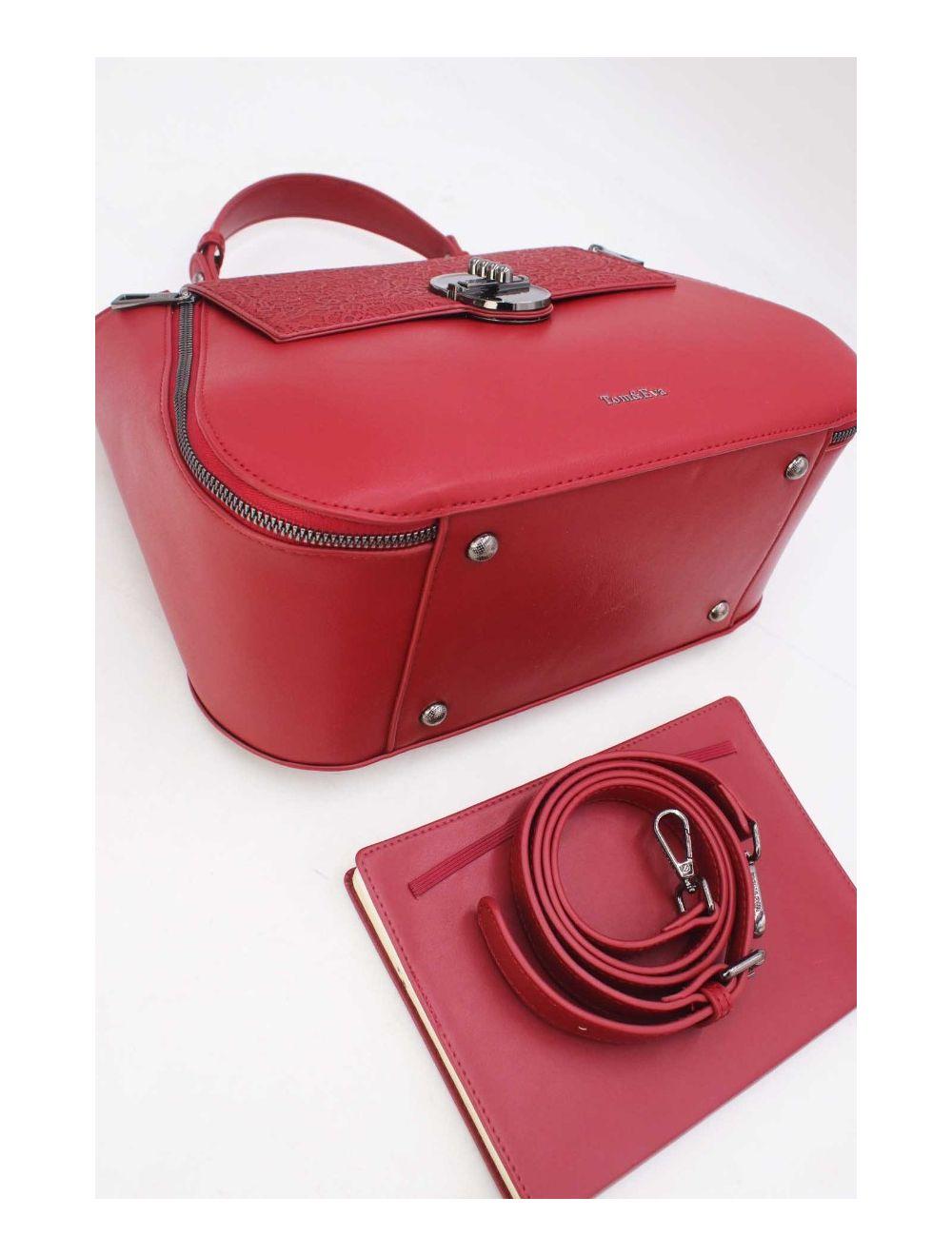 Tom&eva Sac à Main Effet Broderie Florale 24B-6102-Red