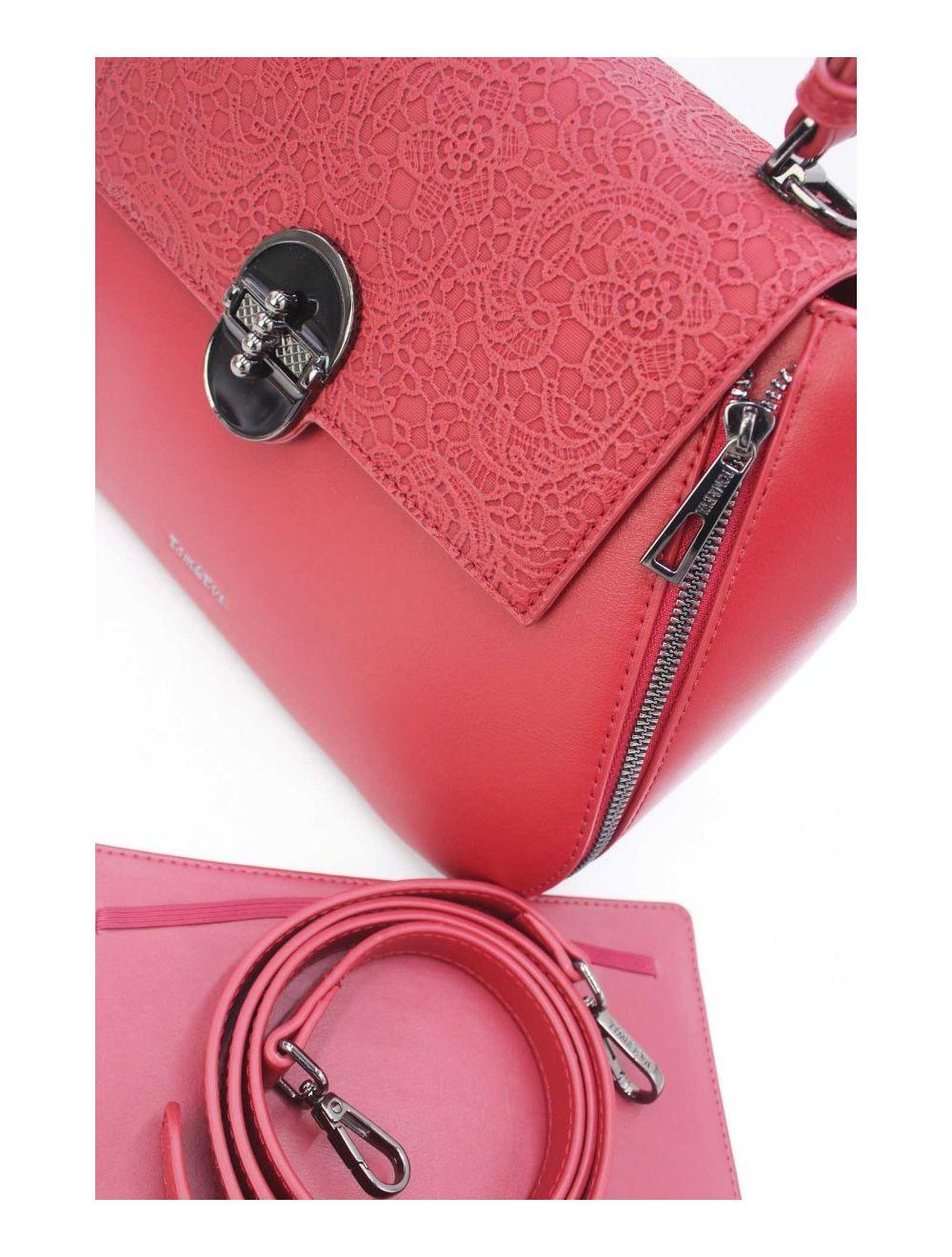 tom&eva Sac à Main Effet Broderie Florale 24B-6102-Red