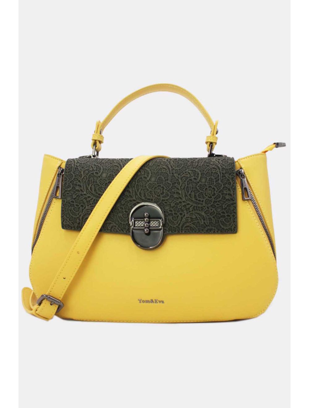 Tom&eva Sac à Main Effet Broderie Florale 24B-6102-Yellow