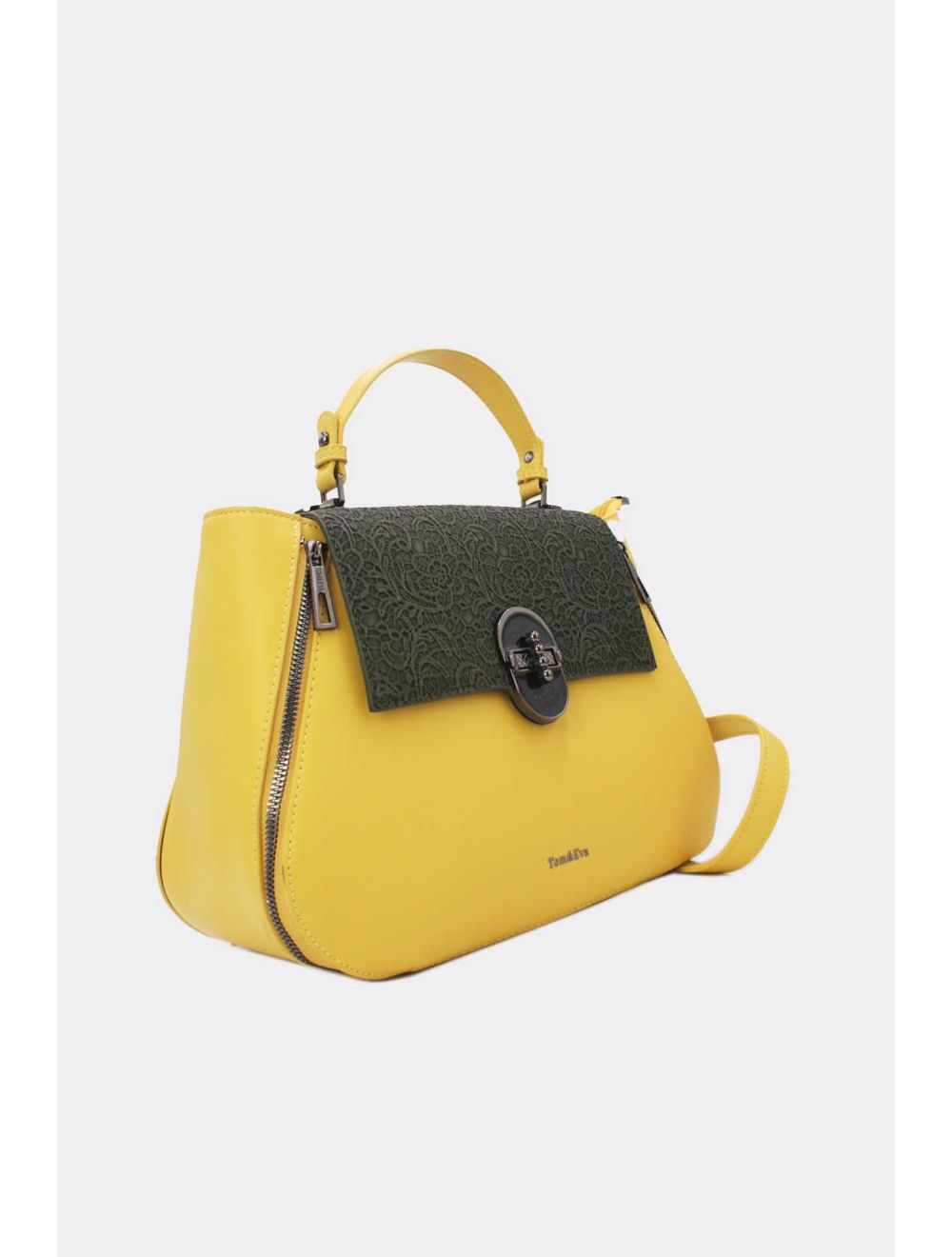 Tom&eva Sac à Main Effet Broderie Florale 24B-6102-Yellow