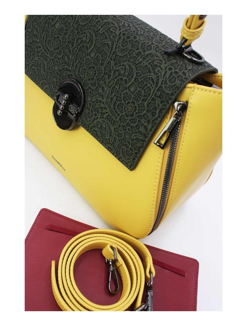 tom&eva Sac à Main Effet Broderie Florale 24B-6102-Yellow