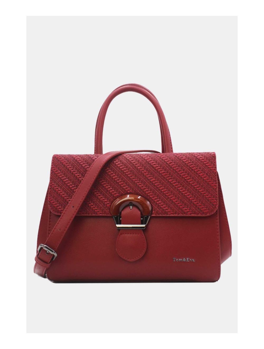 tom&eva Sac à Main Effet Broderie Florale 24B-6112-Burgundy