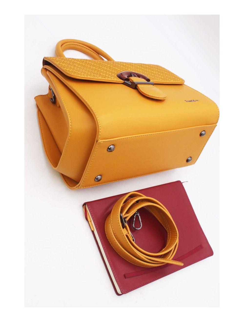 Tom&eva Sac à Main Effet Broderie Florale 24B-6112-Jaune