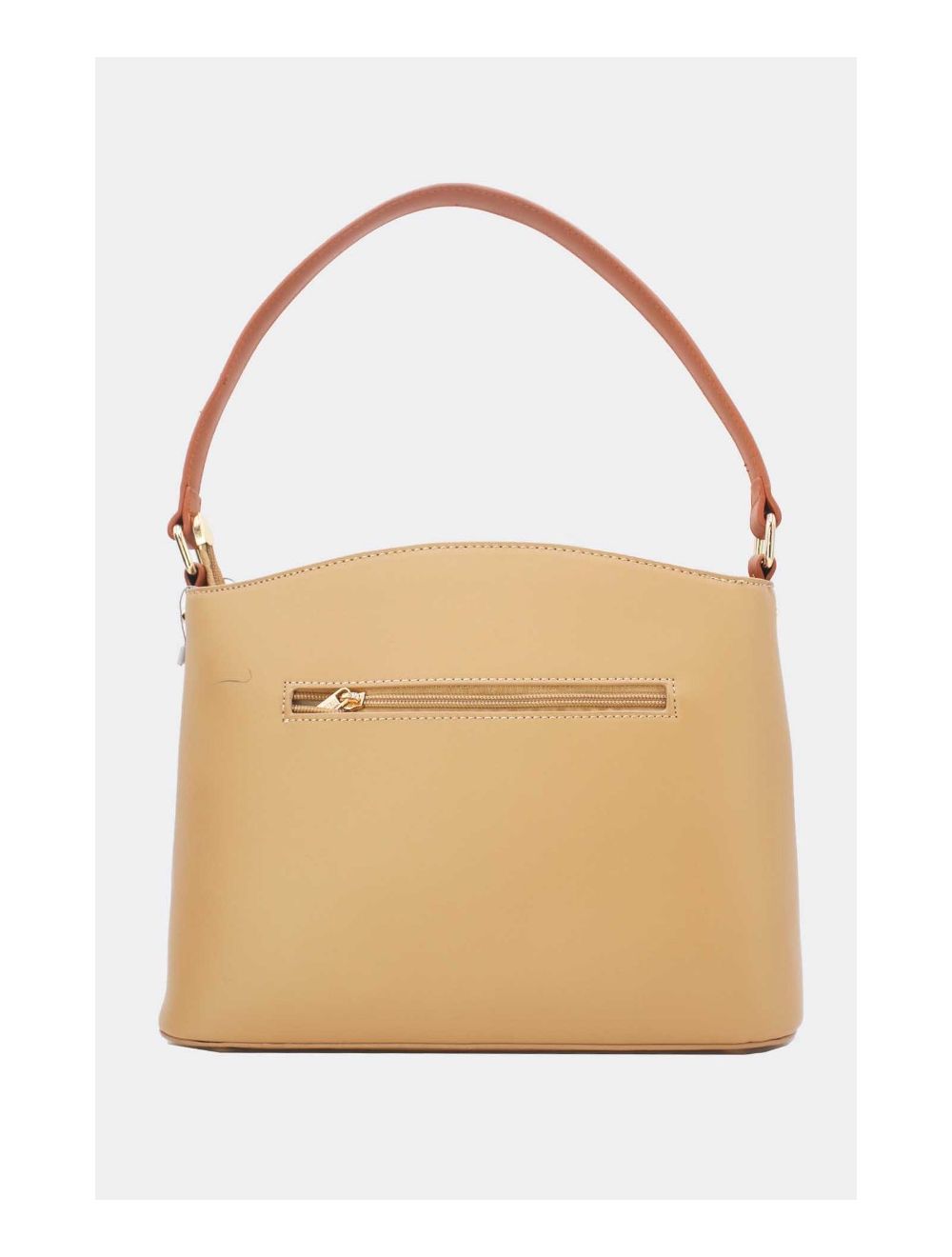 Tom&eva Sac à Main Effet Cuir Lisse Bicolore 24B-5820-Apricot/Brown