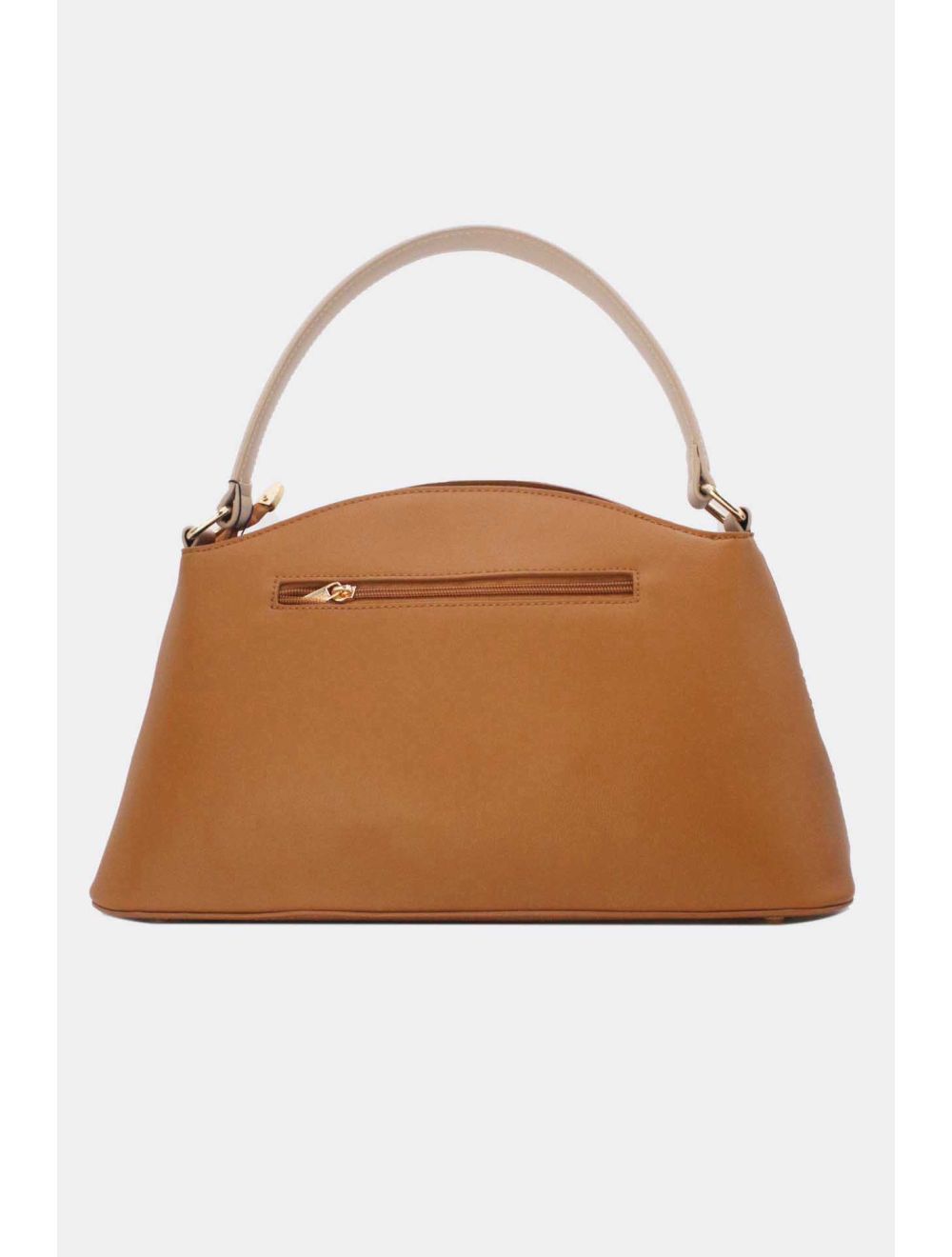 Tom&eva Sac à Main Effet Cuir Lisse Bicolore 24B-5862-Brown/Apricot