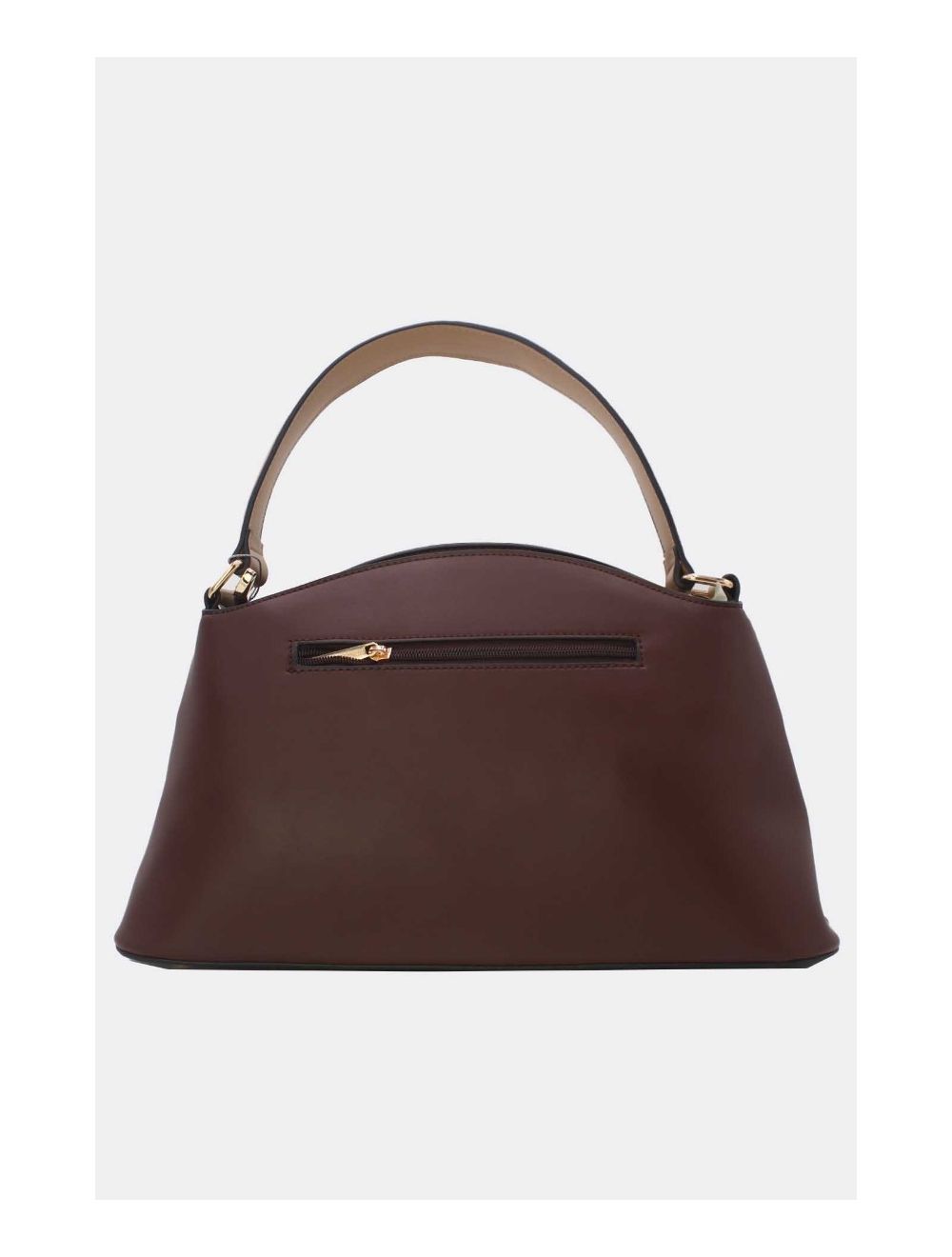 Tom&eva Sac à Main Effet Cuir Lisse Bicolore 24B-5862-Coffee/Apricot