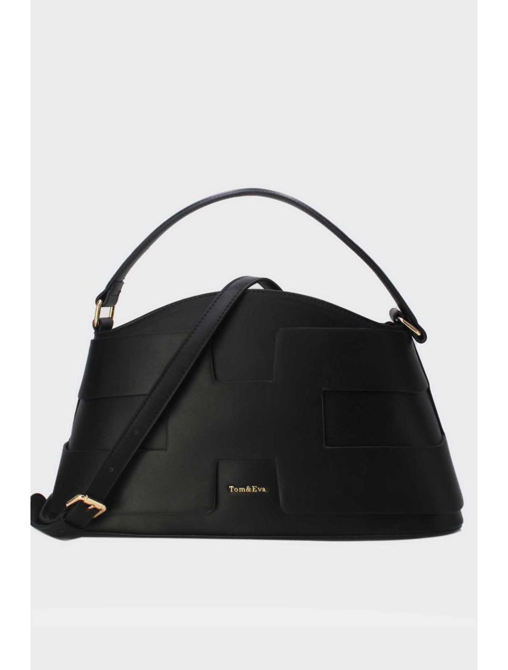 tom&eva Sac à Main Effet Cuir Lisse Bicolore 24B-5862-Noir