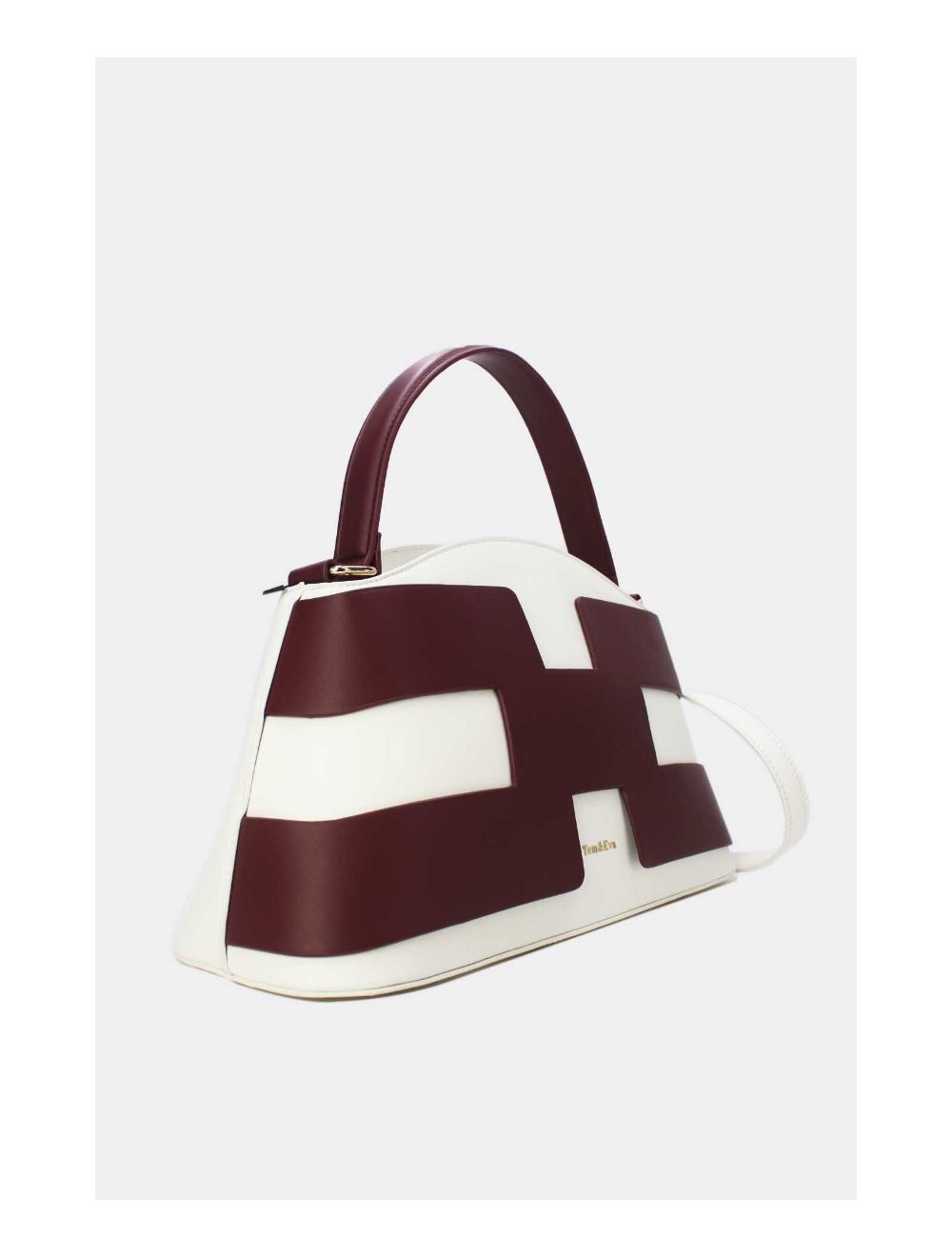 Tom&eva Sac à Main Effet Cuir Lisse Bicolore 24B-5862-White/Burgundy