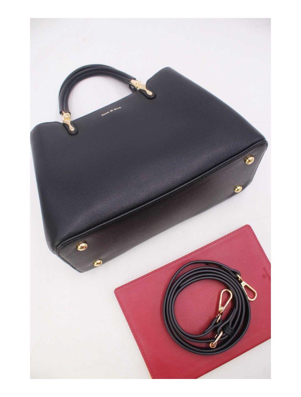 Tom&eva Sac à Main Effet Cuir Minimaliste 24B-6079-Noir