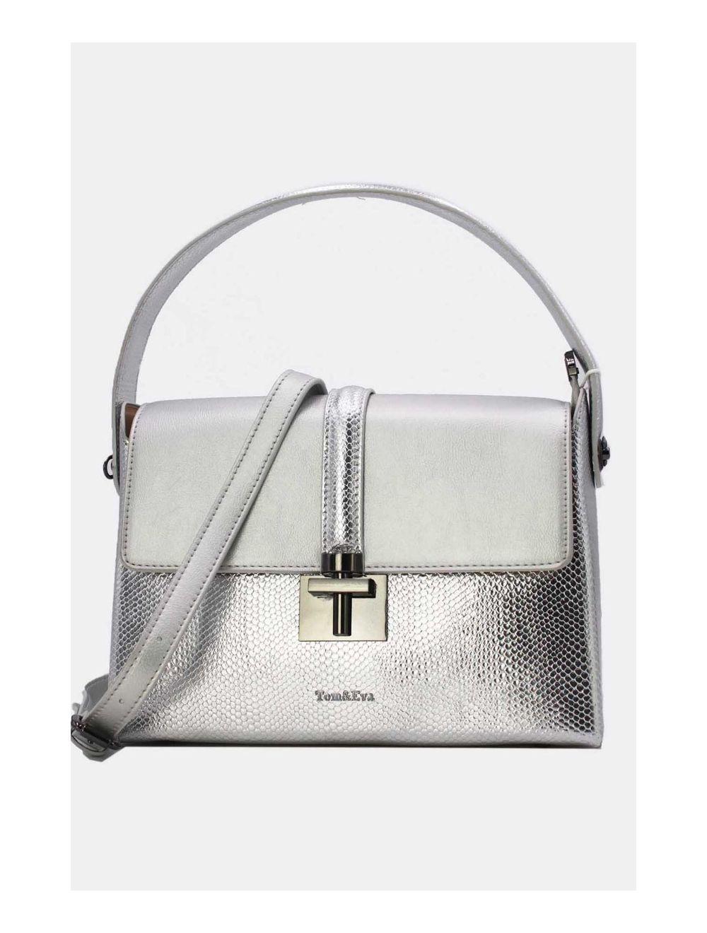 Tom&eva Sac à Main Effet Cuir Serpent-24B-5931-Argenté
