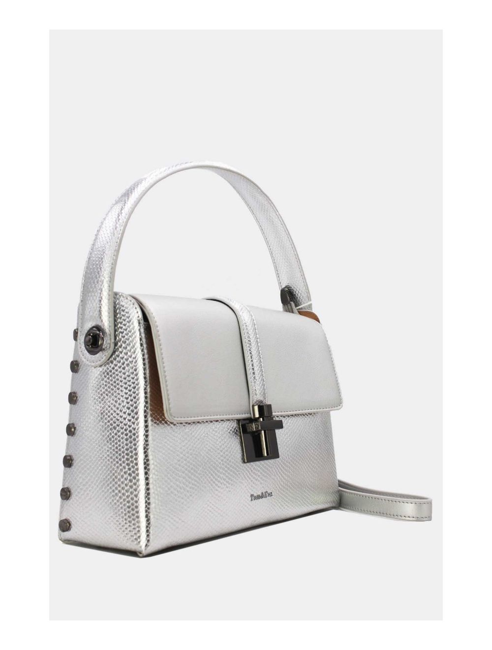 Tom&eva Sac à Main Effet Cuir Serpent-24B-5931-Argenté