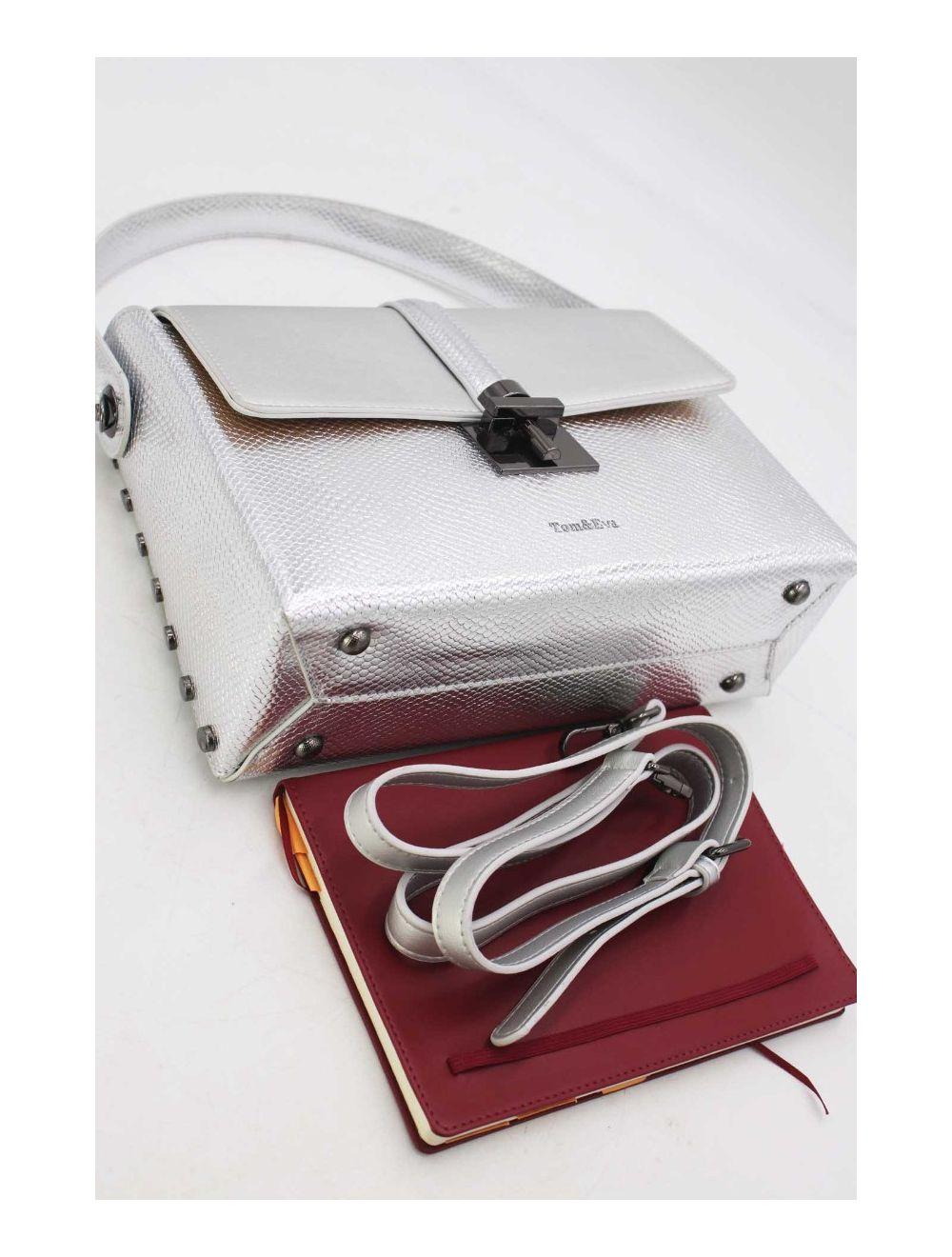 tom&eva Sac à Main Effet Cuir Serpent-24B-5931-Argenté