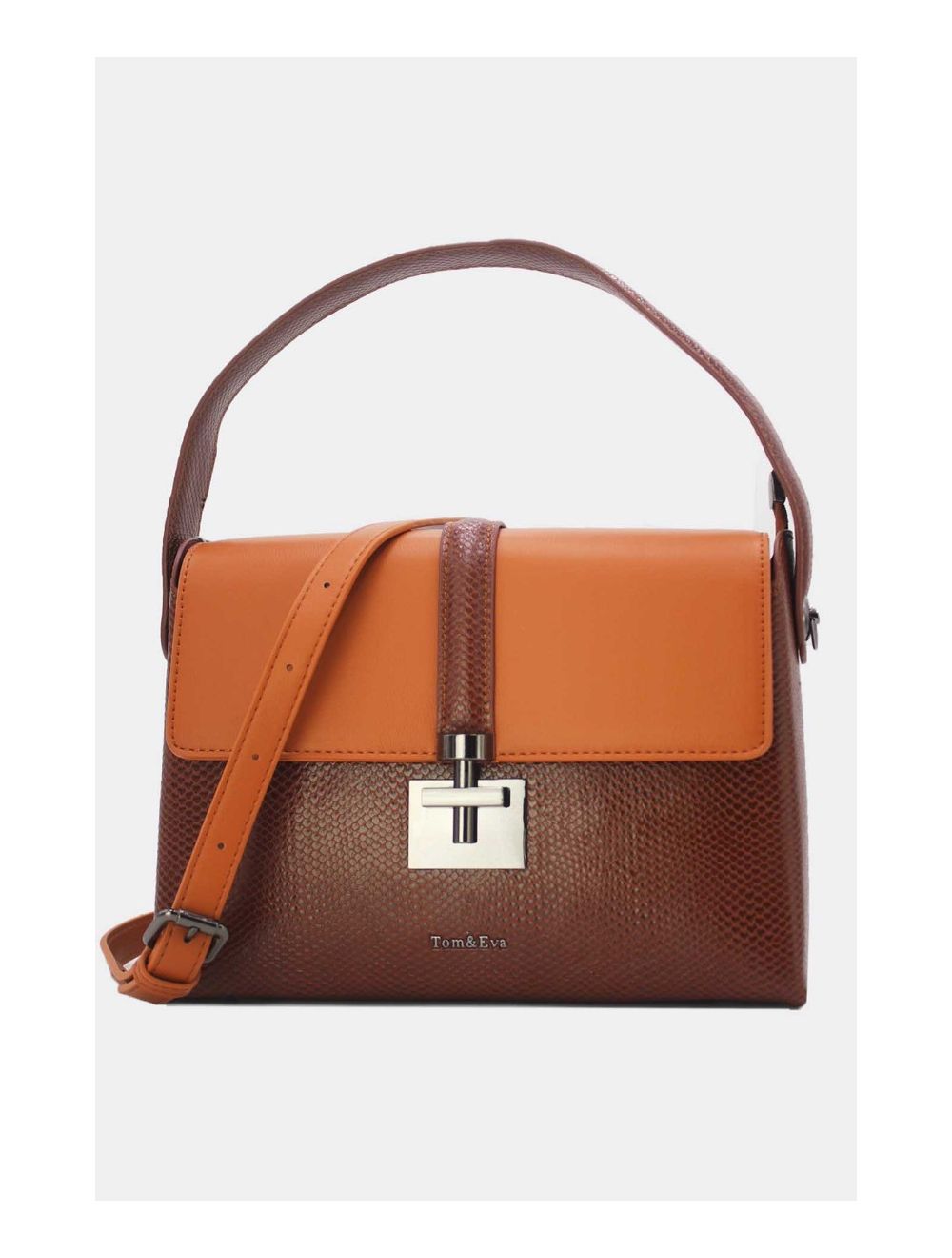 Tom&eva Sac à Main Effet Cuir Serpent-24B-5931-Coffee/Brown