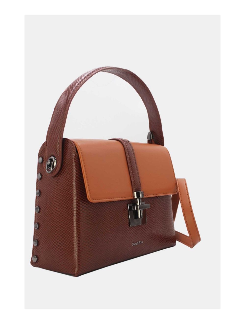 tom&eva Sac à Main Effet Cuir Serpent-24B-5931-Coffee/Brown