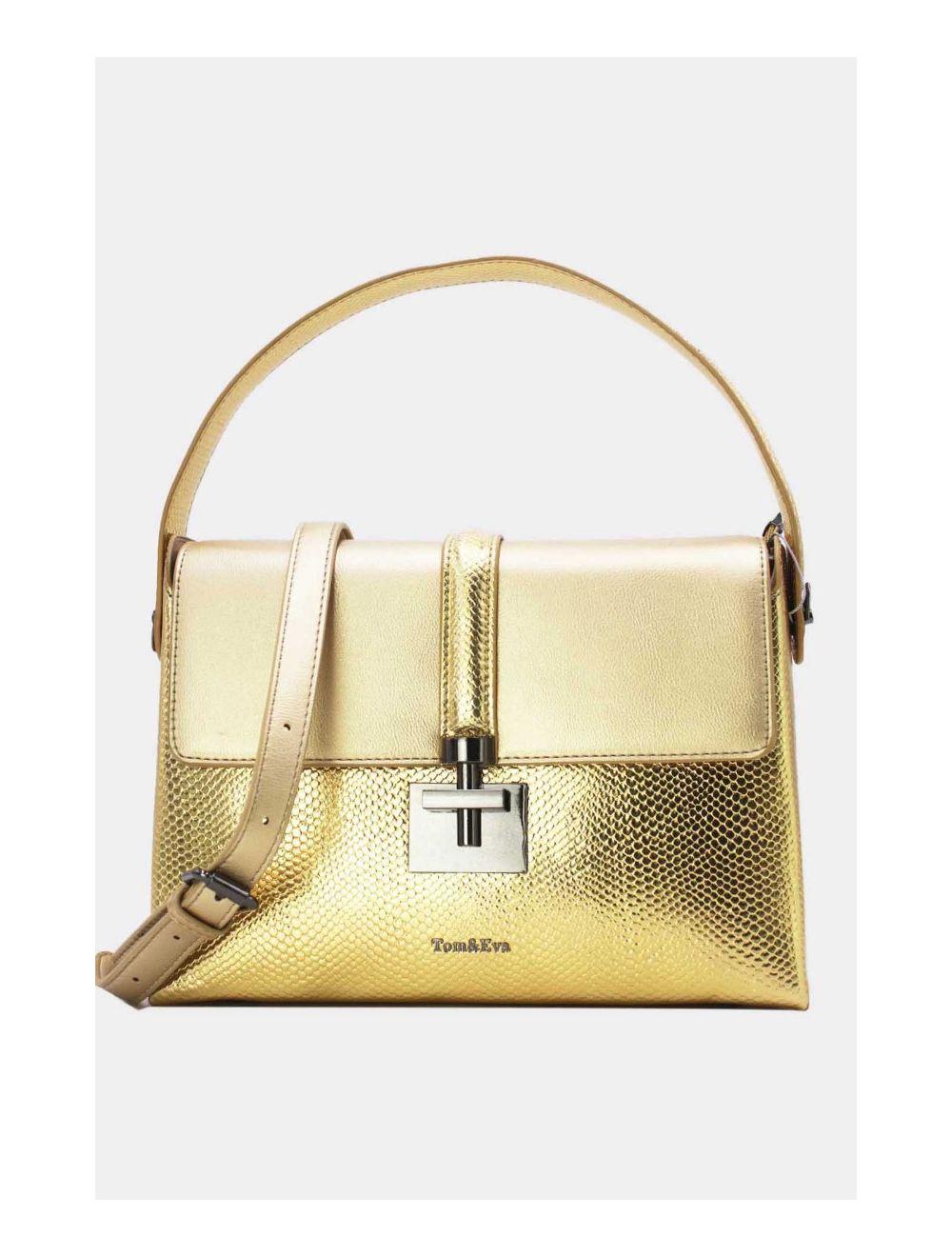 Tom&eva Sac à Main Effet Cuir Serpent-24B-5931-Doré