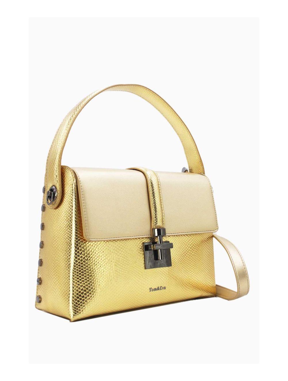 Tom&eva Sac à Main Effet Cuir Serpent-24B-5931-Doré