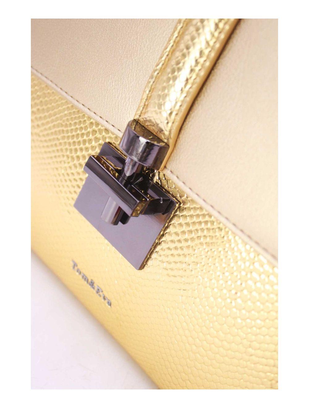 tom&eva Sac à Main Effet Cuir Serpent-24B-5931-Doré
