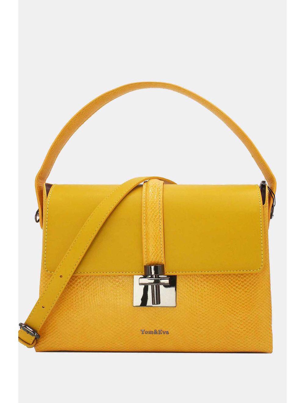 Tom&eva Sac à Main Effet Cuir Serpent-24B-5931-Jaune/D.Jaune