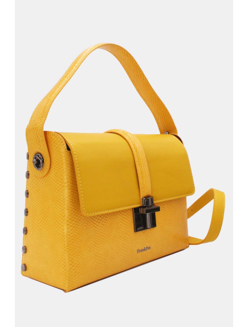 Tom&eva Sac à Main Effet Cuir Serpent-24B-5931-Jaune/D.Jaune