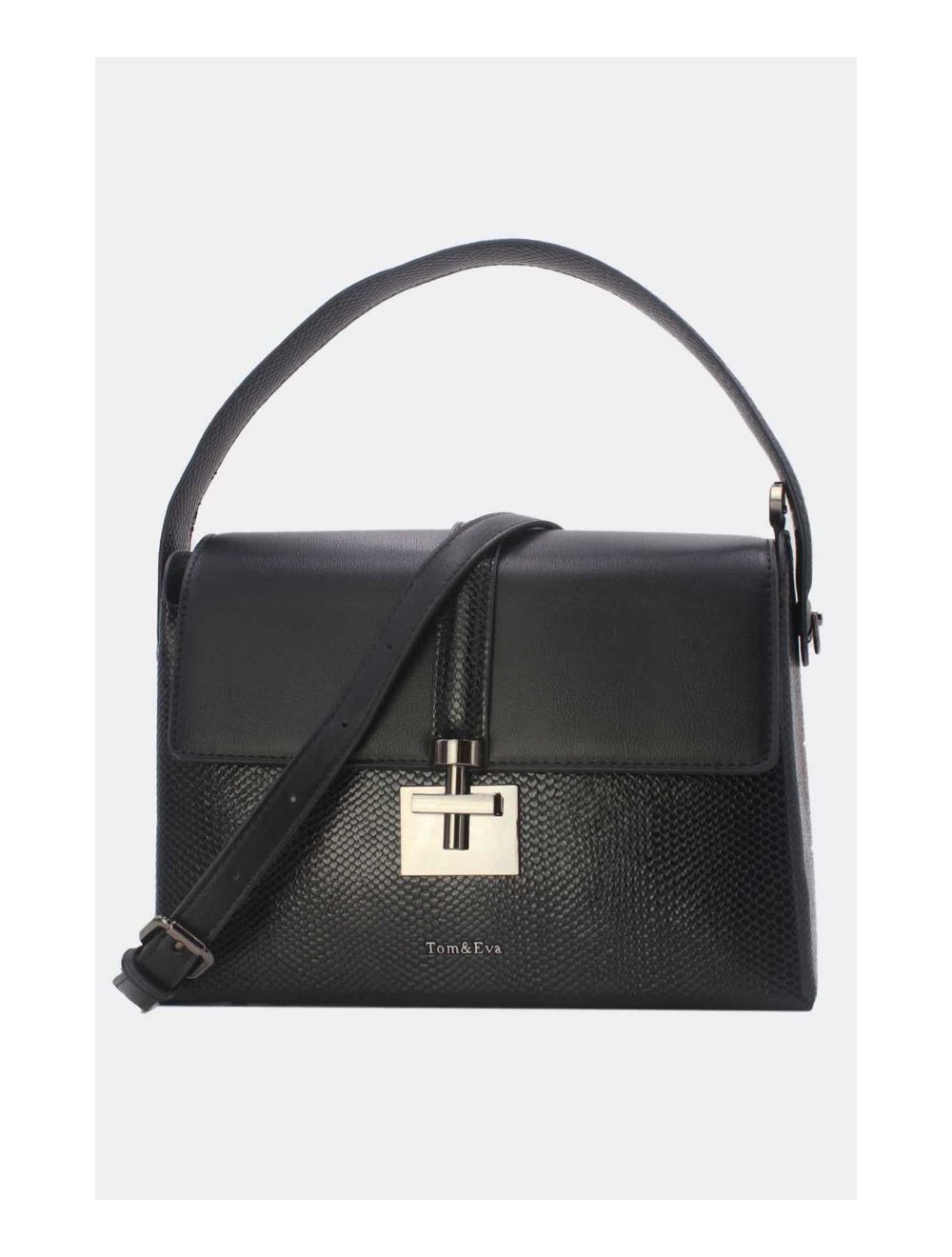 Tom&eva Sac à Main Effet Cuir Serpent-24B-5931-Noir