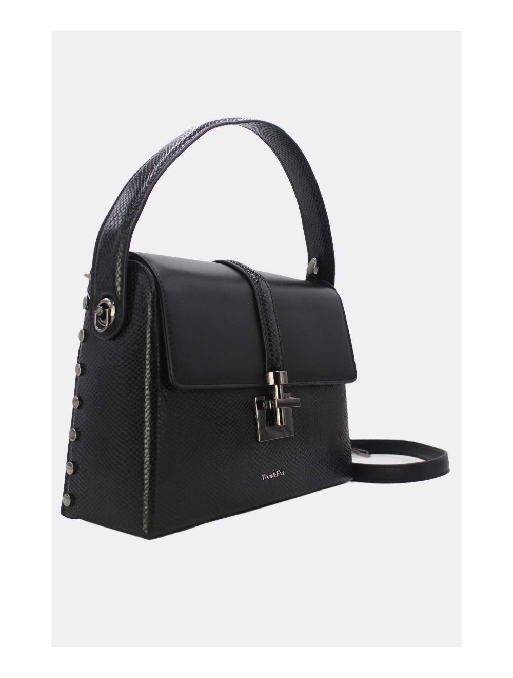Tom&eva Sac à Main Effet Cuir Serpent-24B-5931-Noir