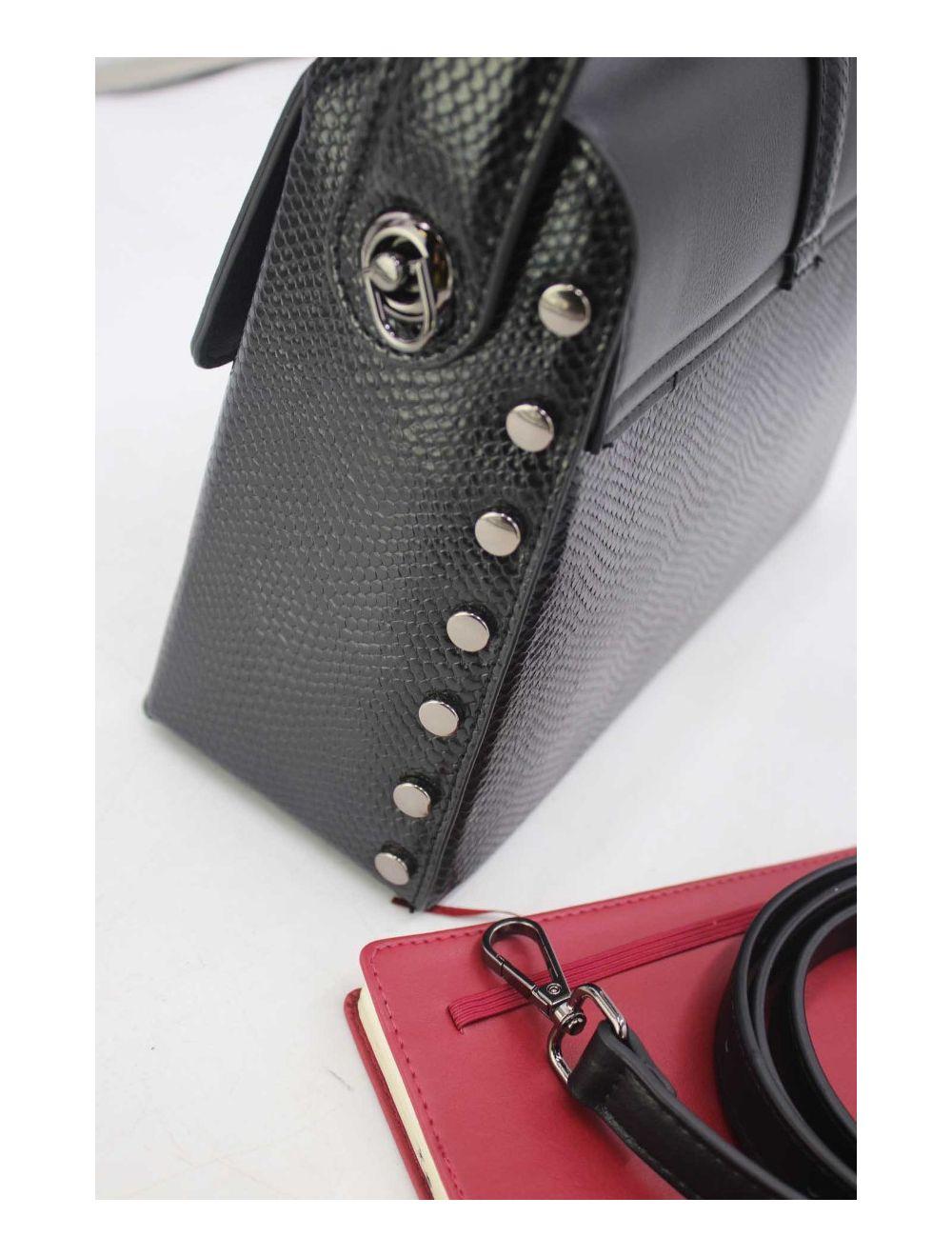 tom&eva Sac à Main Effet Cuir Serpent-24B-5931-Noir