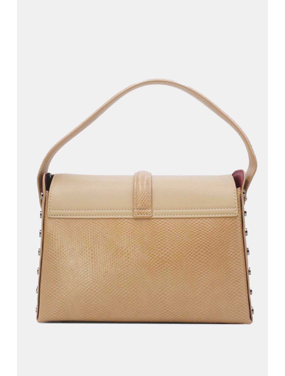 Tom&eva Sac à Main Effet Cuir Serpent-24B-5931-Taupe/Abricot